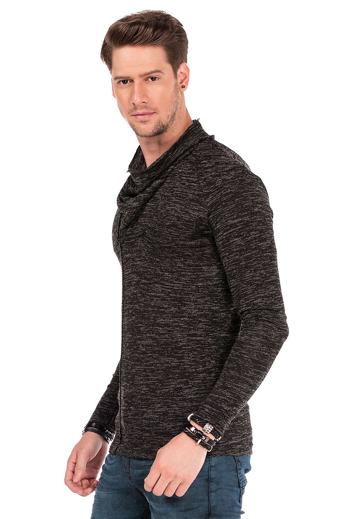 CL332 Men Sweatshirt con acogedor collar de chal
