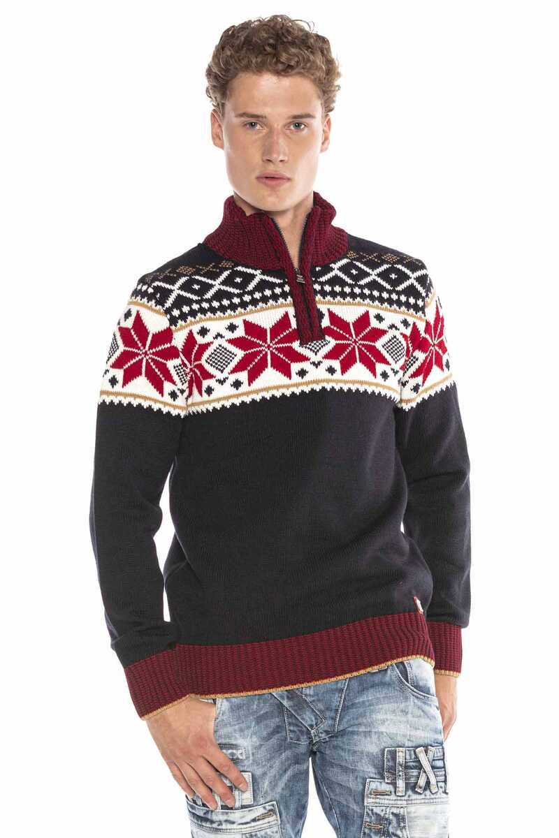 CP234 sweter męski zimowy z wzorem