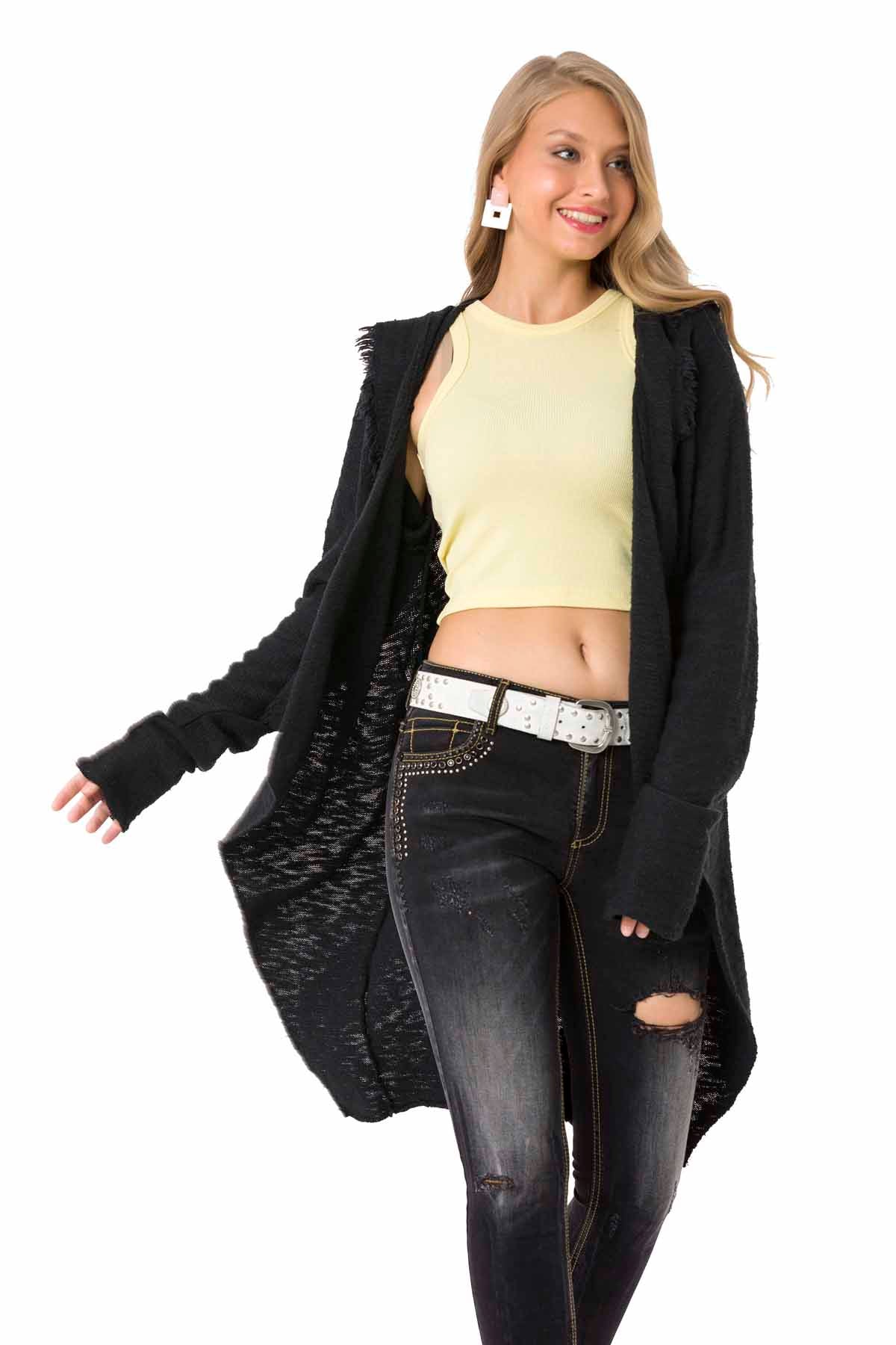 WP243 sweter damski w swobodnym stylu z kapturem