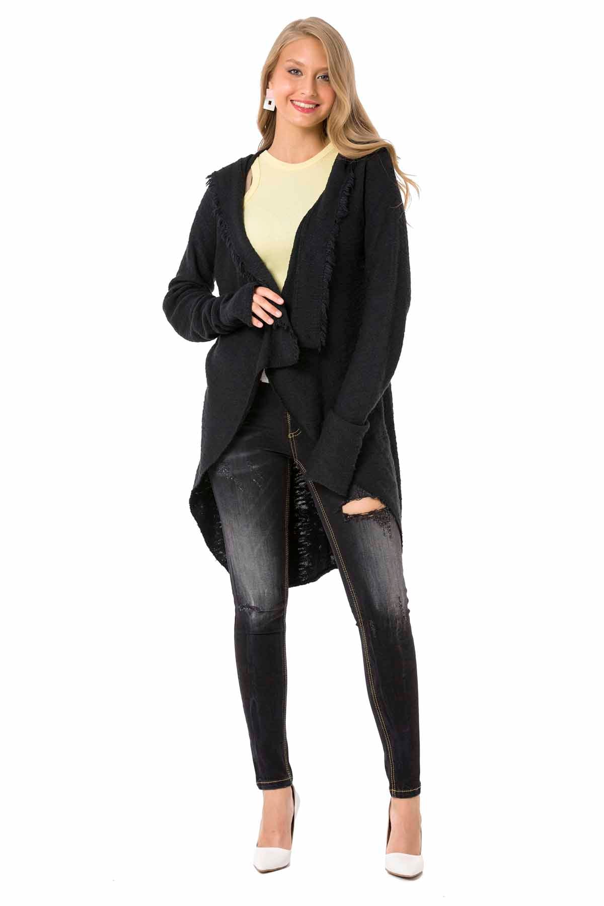 WP243 sweter damski w swobodnym stylu z kapturem