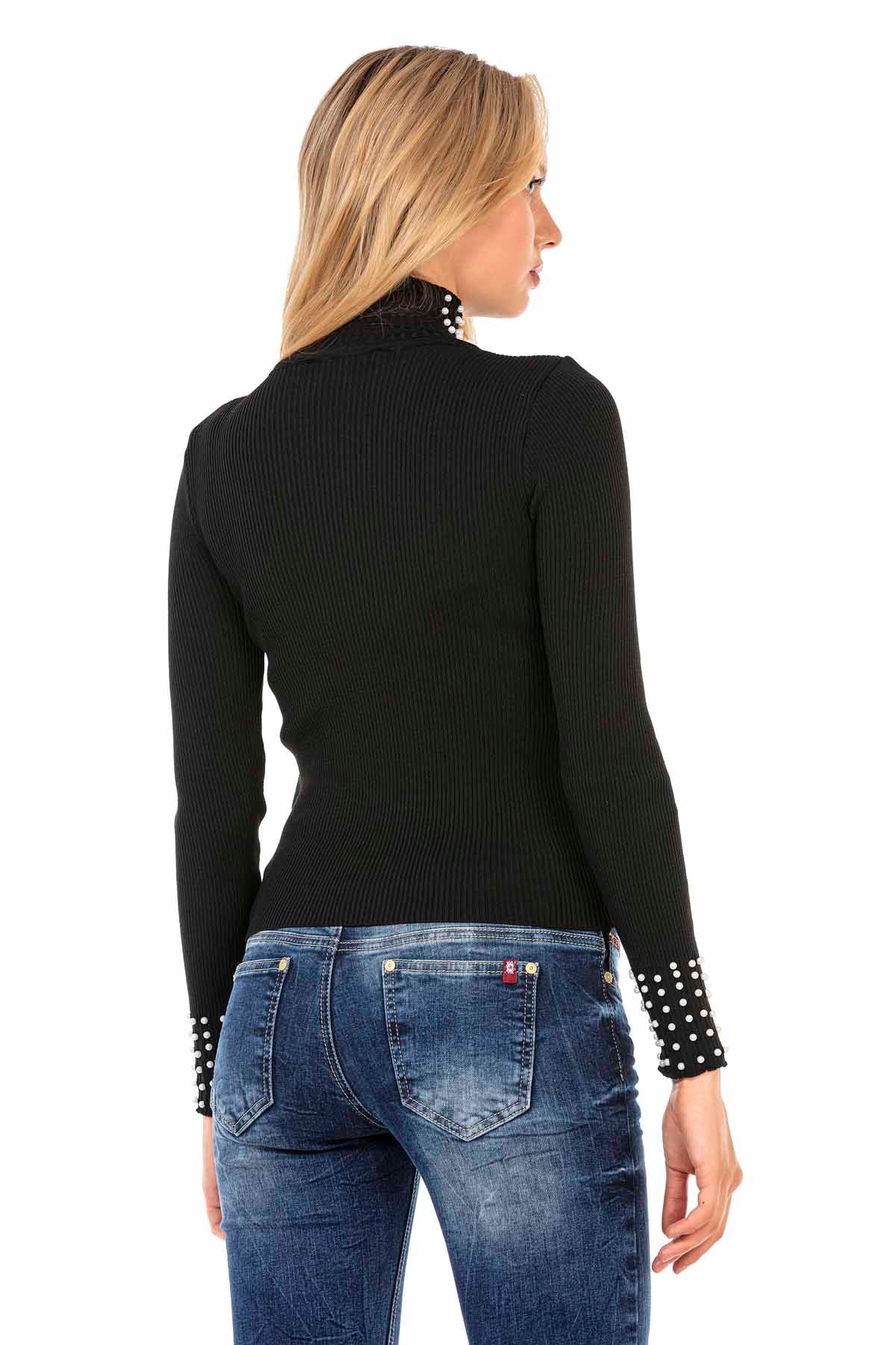 WP208 damski golf z modnymi perłami