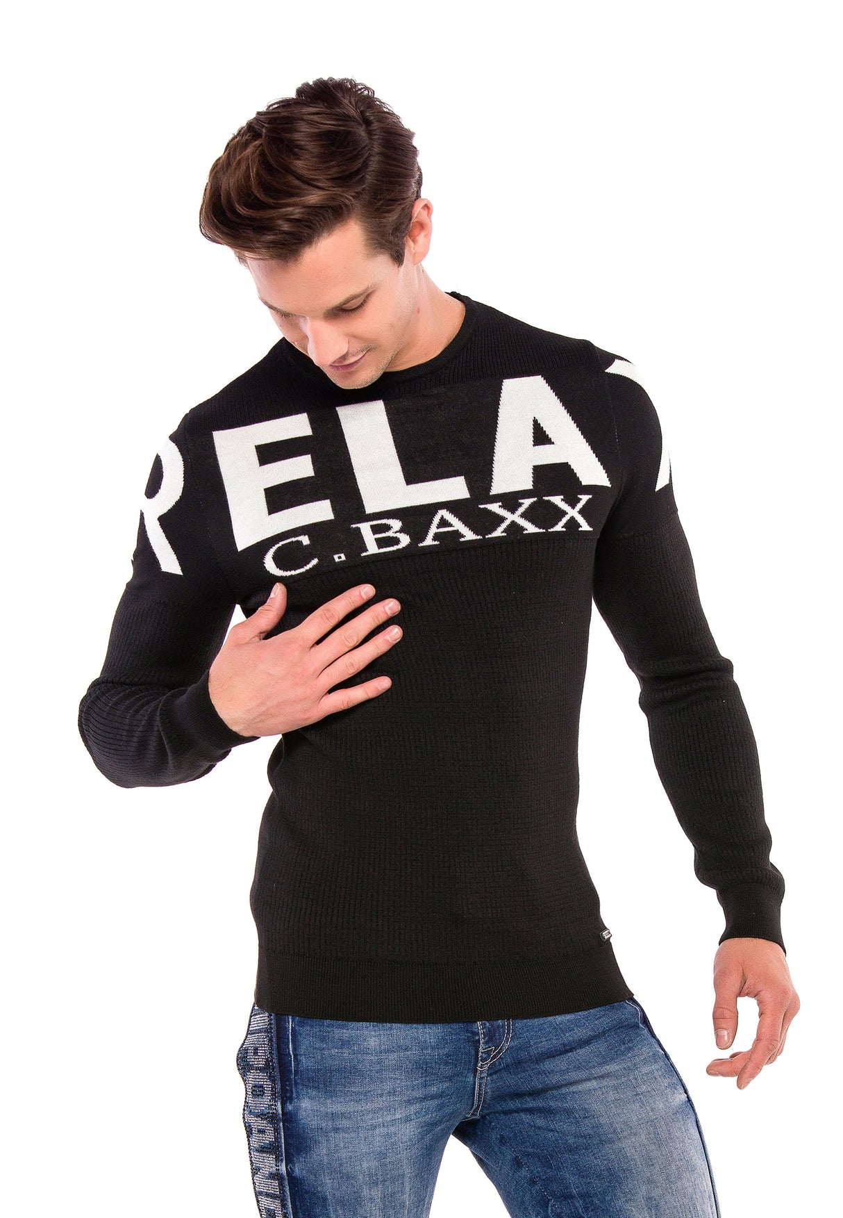 CP202 sweter męski z napisem