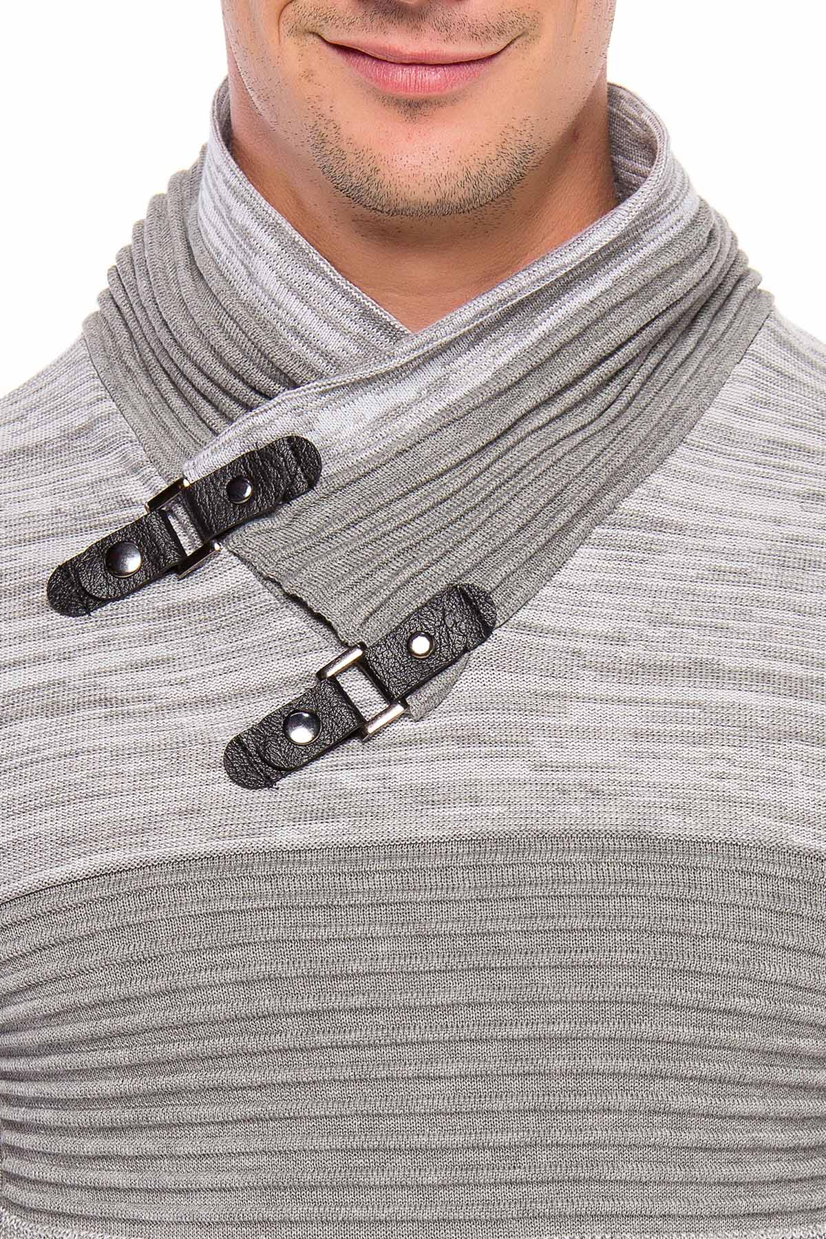 CP207 sweter męski z kołnierzem