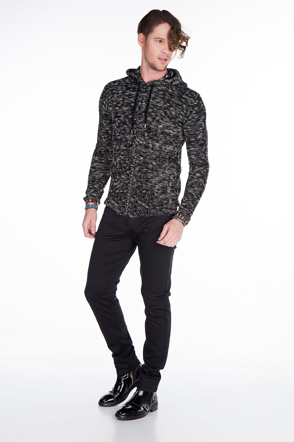 CP153 sweter męski z kapturem