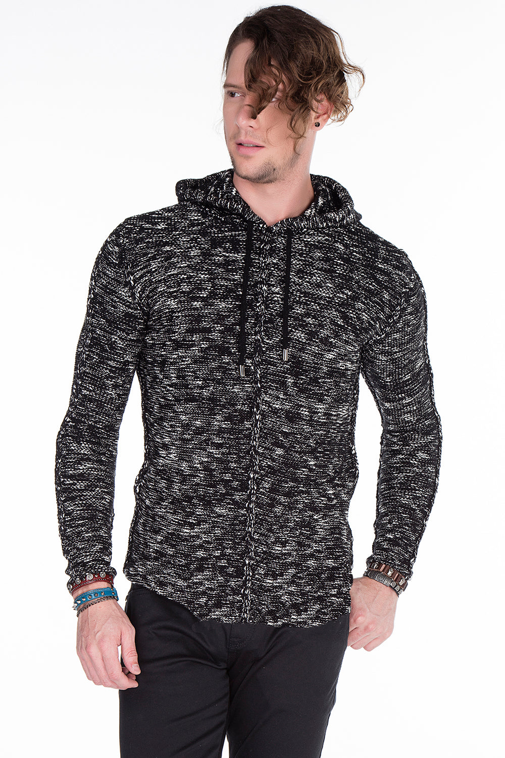 CP153 sweter męski z kapturem