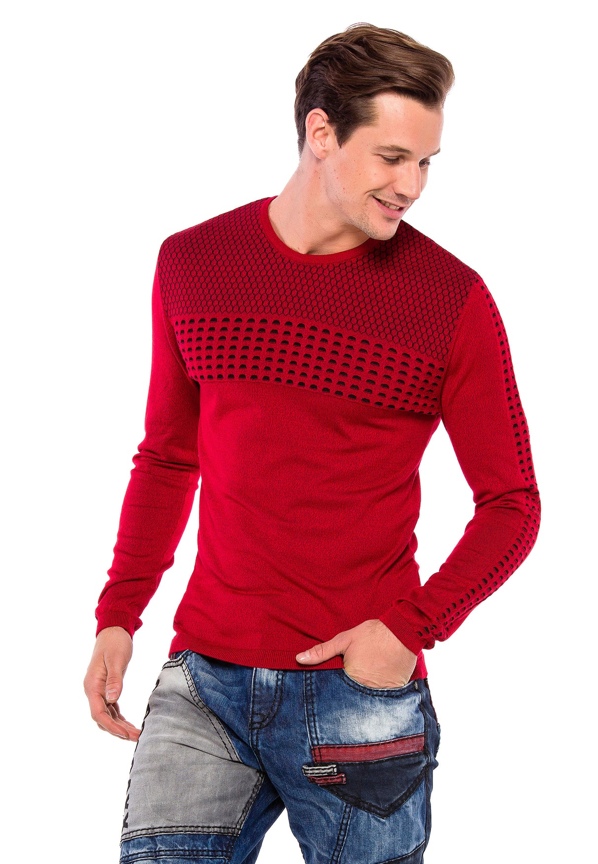 CP197 sweter męski z wzorem