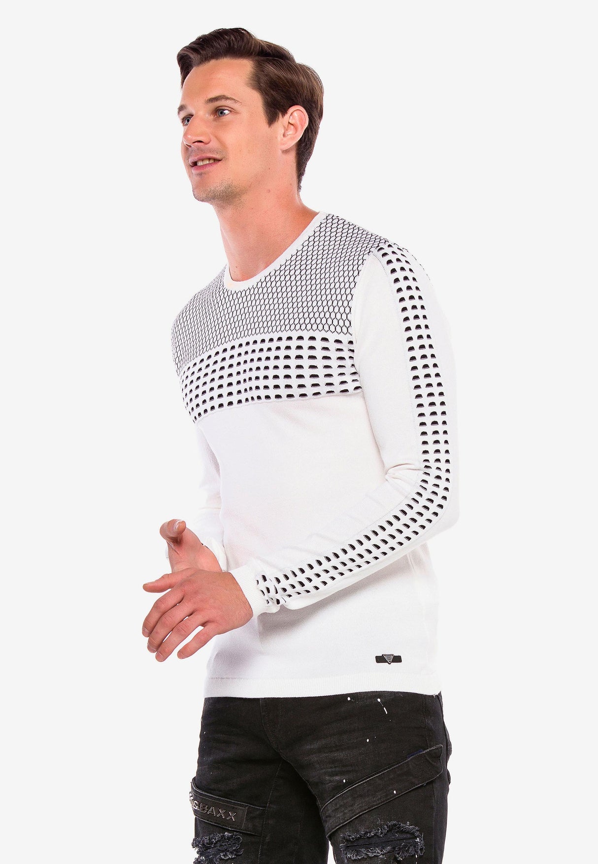 CP197 sweter męski z wzorem