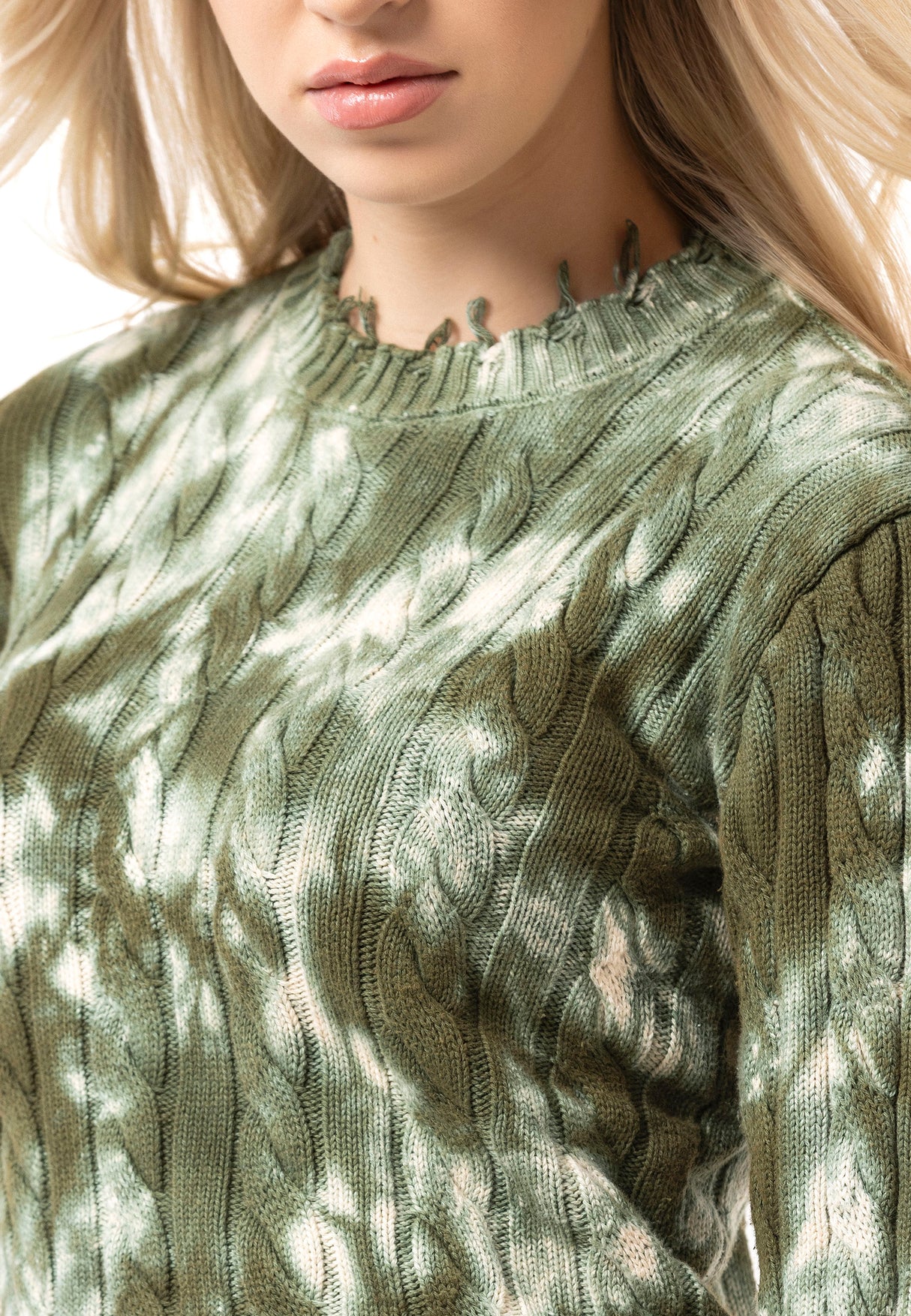 WP268 Pull en maille pour femme – Pull à motif tie-dye et structure côtelée | Look casual moderne pour tous les jours et streetwear