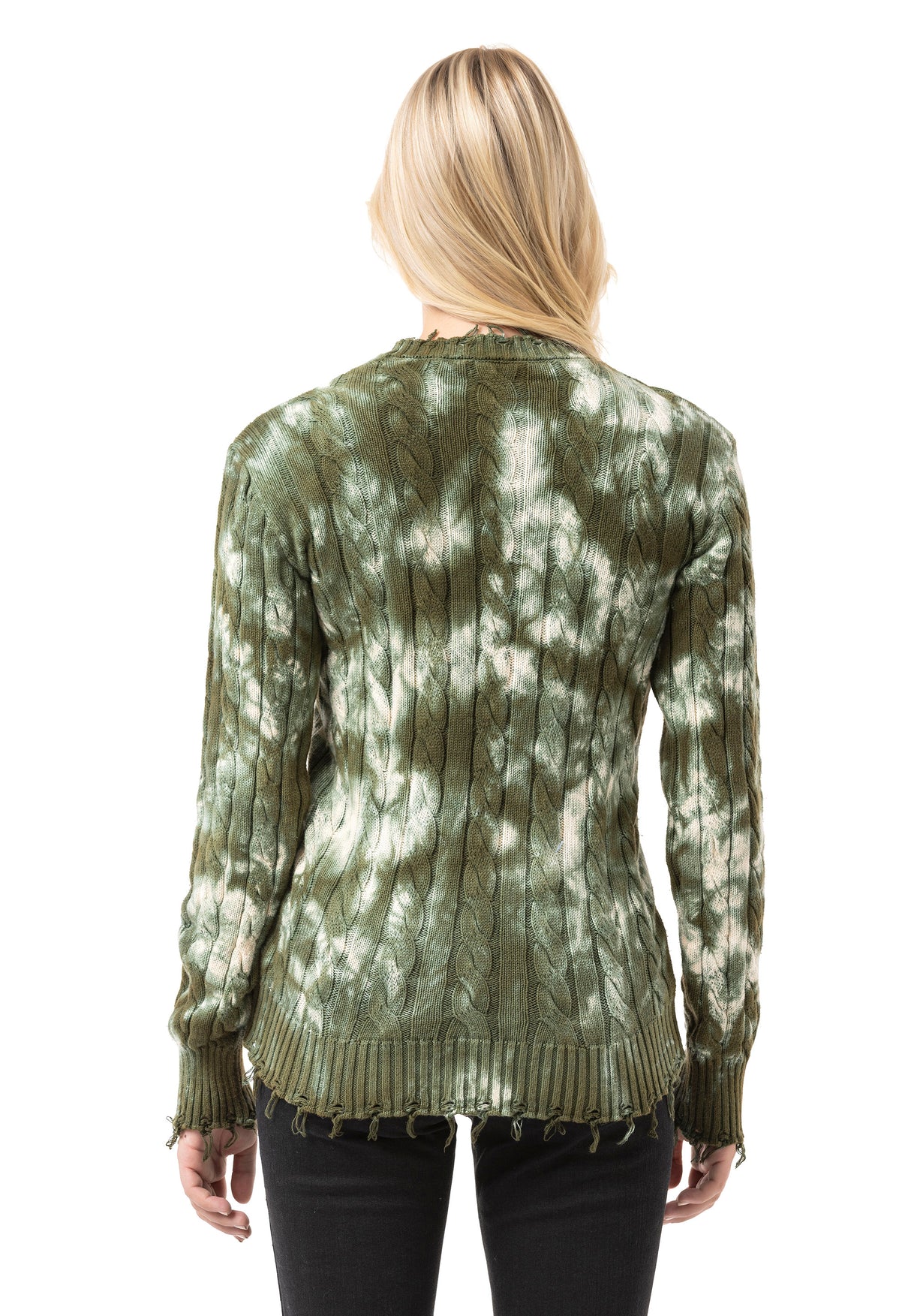 WP268 Pull en maille pour femme – Pull à motif tie-dye et structure côtelée | Look casual moderne pour tous les jours et streetwear