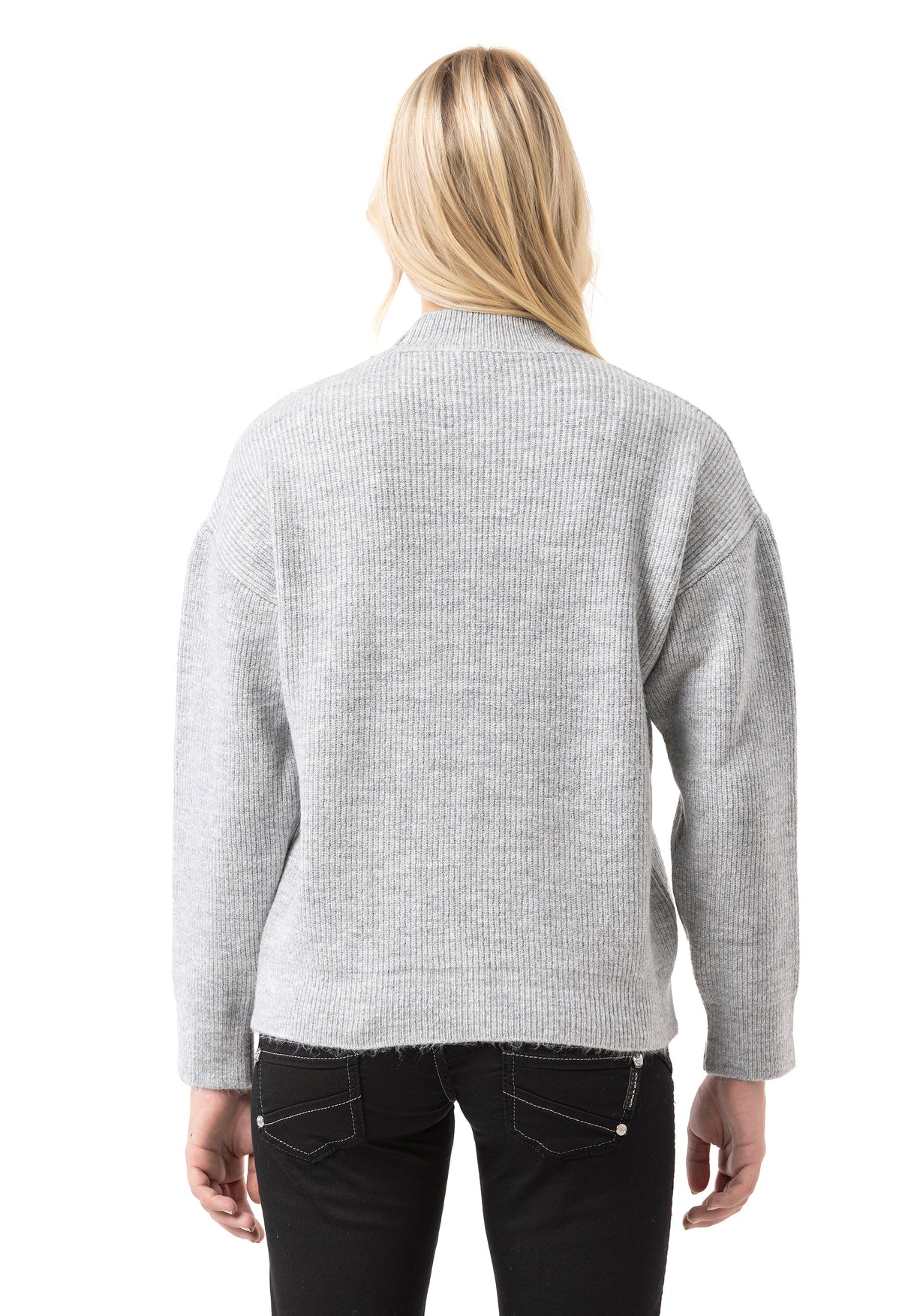 WP262 Pull en maille pour femme – Pull côtelé à col montant et coupe décontractée | Look casual intemporel pour le quotidien et les entre-saisons