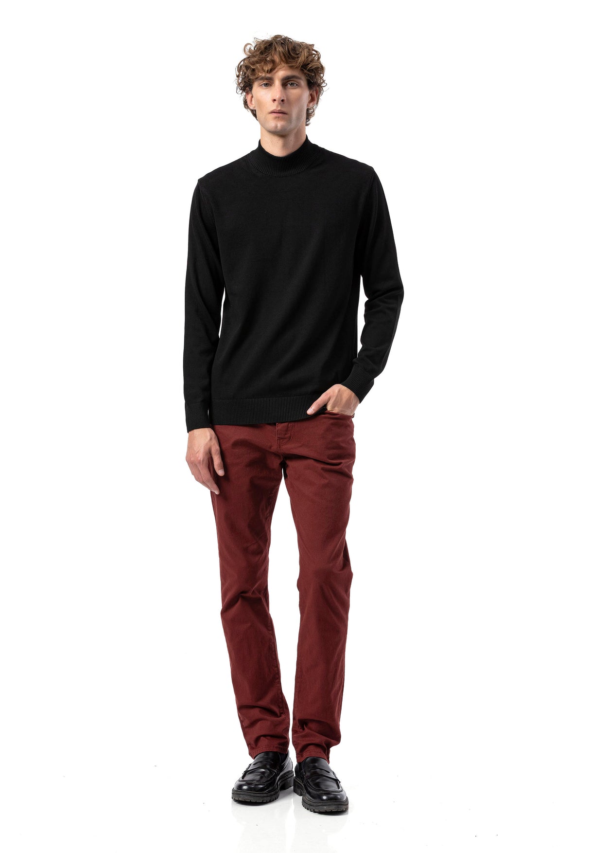 BP201 Sweter męski z kołnierzem stójką – Regular Fit