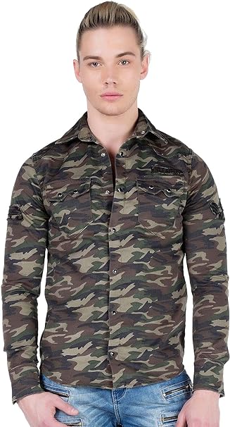 CH130 koszula męska w stylu moro