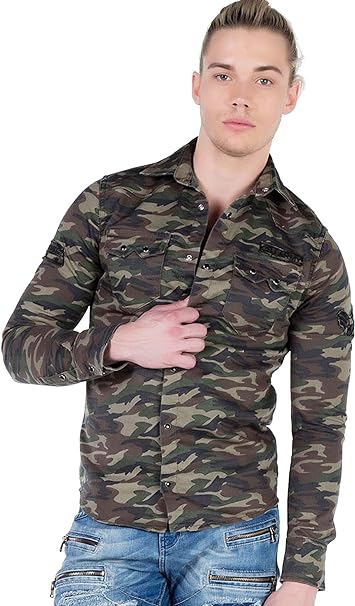 CH130 koszula męska w stylu moro