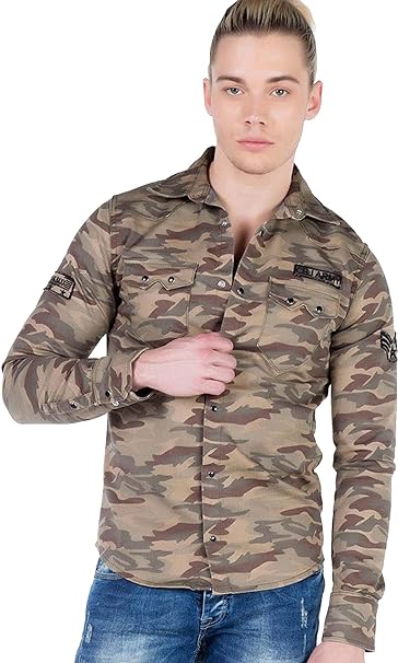 CH130 koszula męska w stylu moro