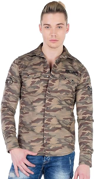 CH130 koszula męska w stylu moro