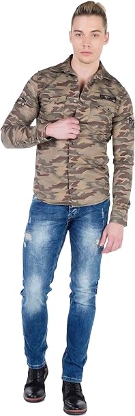 CH130 koszula męska w stylu moro