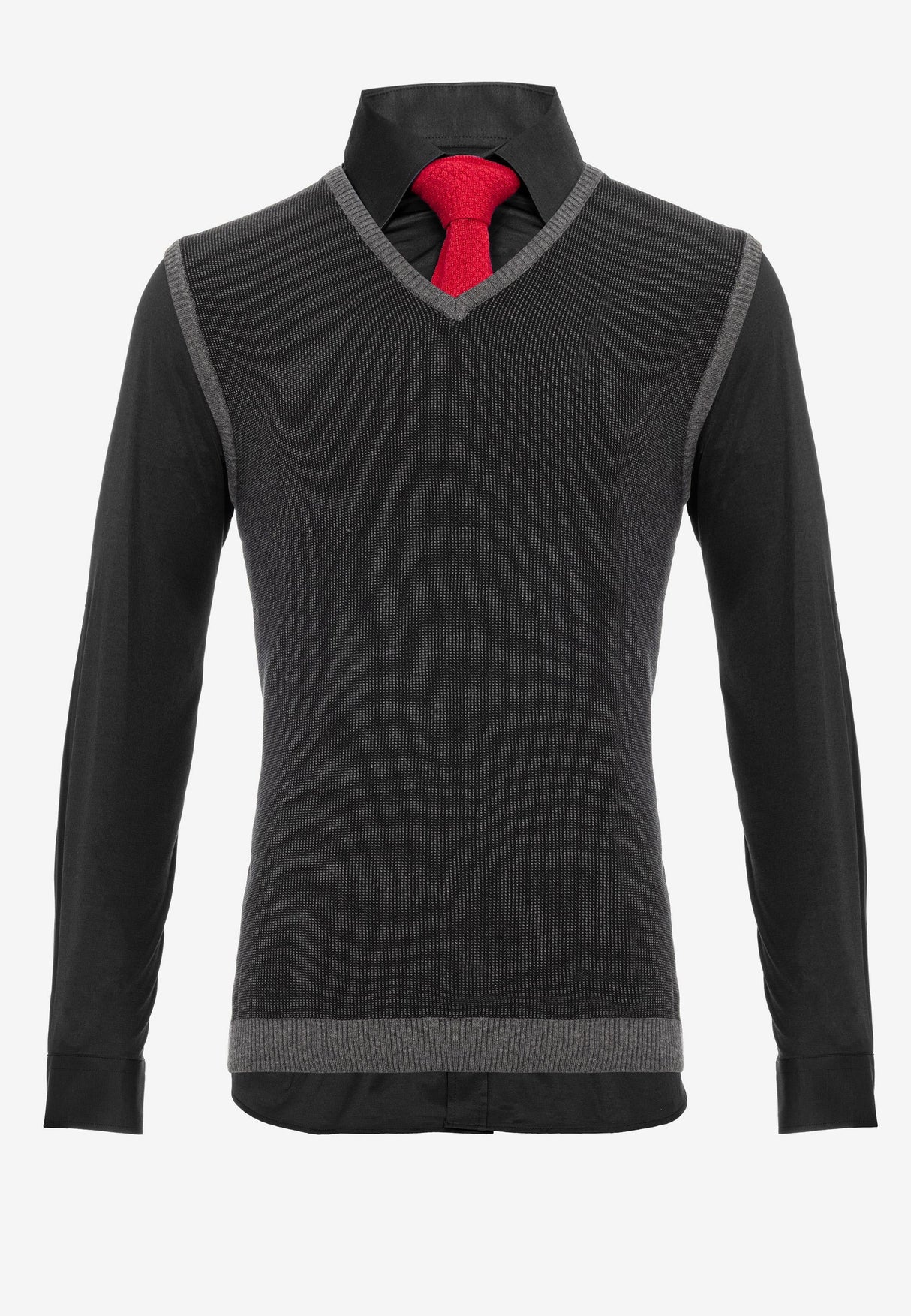 CH172 koszula z długimi rękawami z kamizelką i krawatem