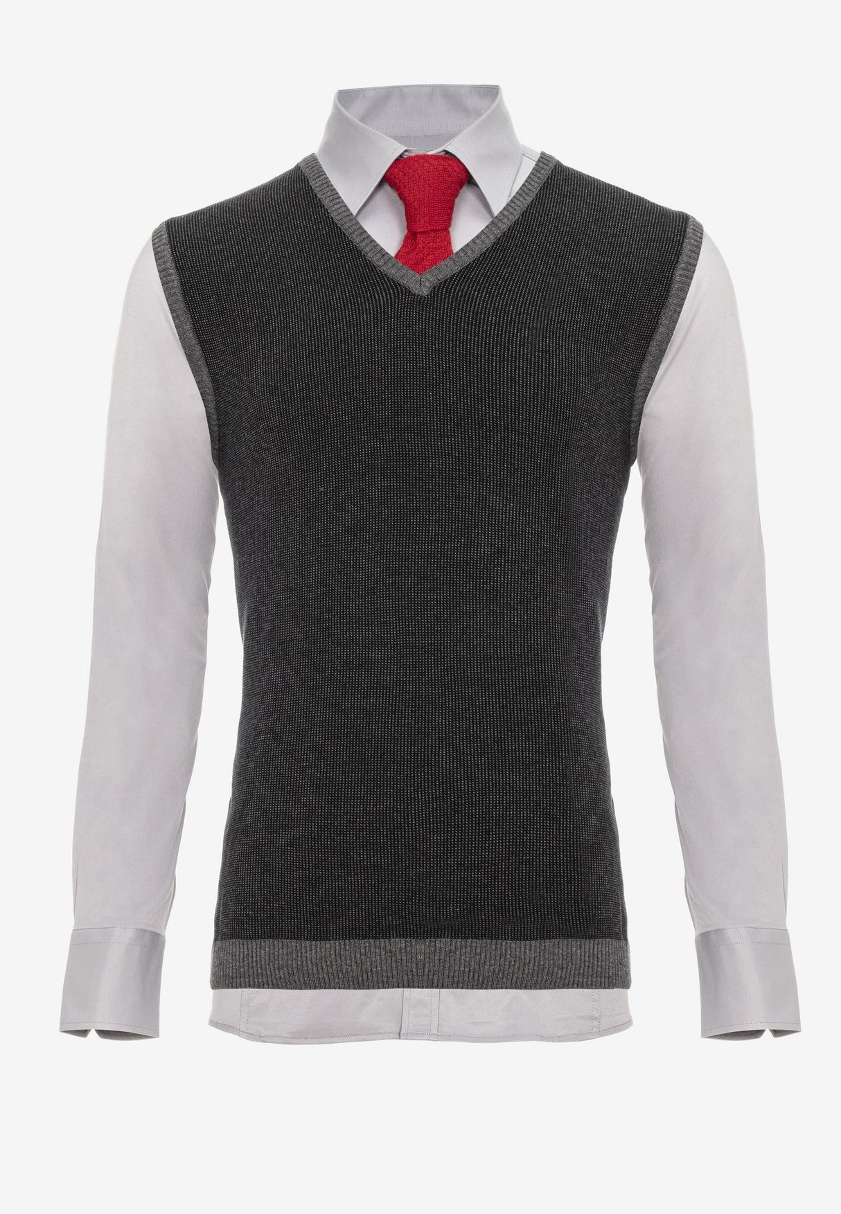 CH172 koszula z długimi rękawami z kamizelką i krawatem