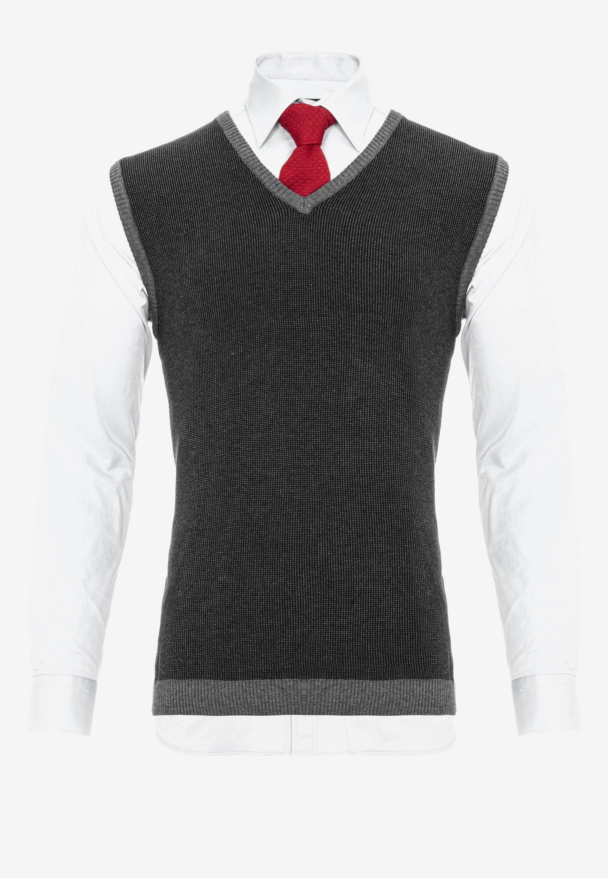 CH172 koszula z długimi rękawami z kamizelką i krawatem