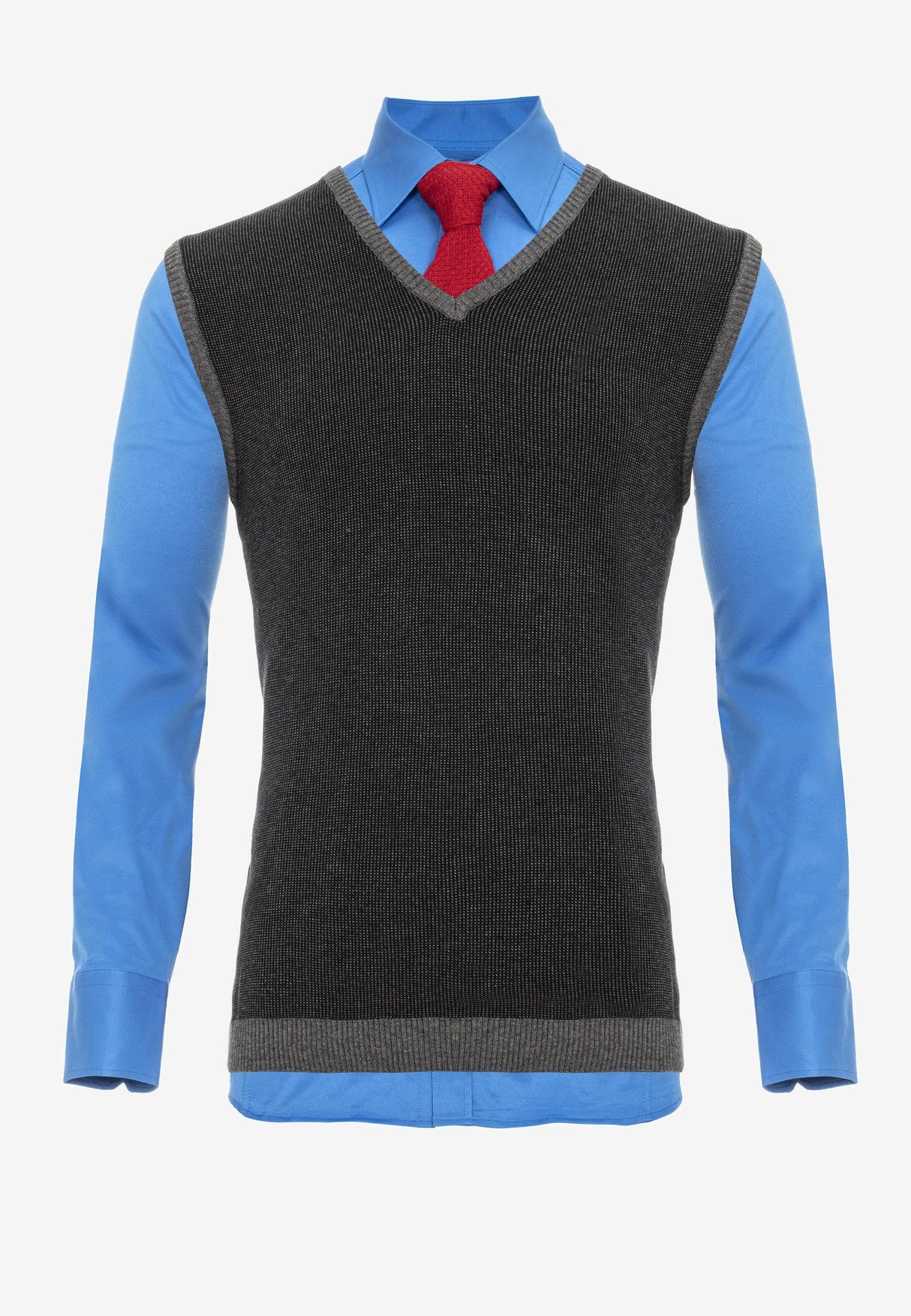 CH172 koszula z długimi rękawami z kamizelką i krawatem