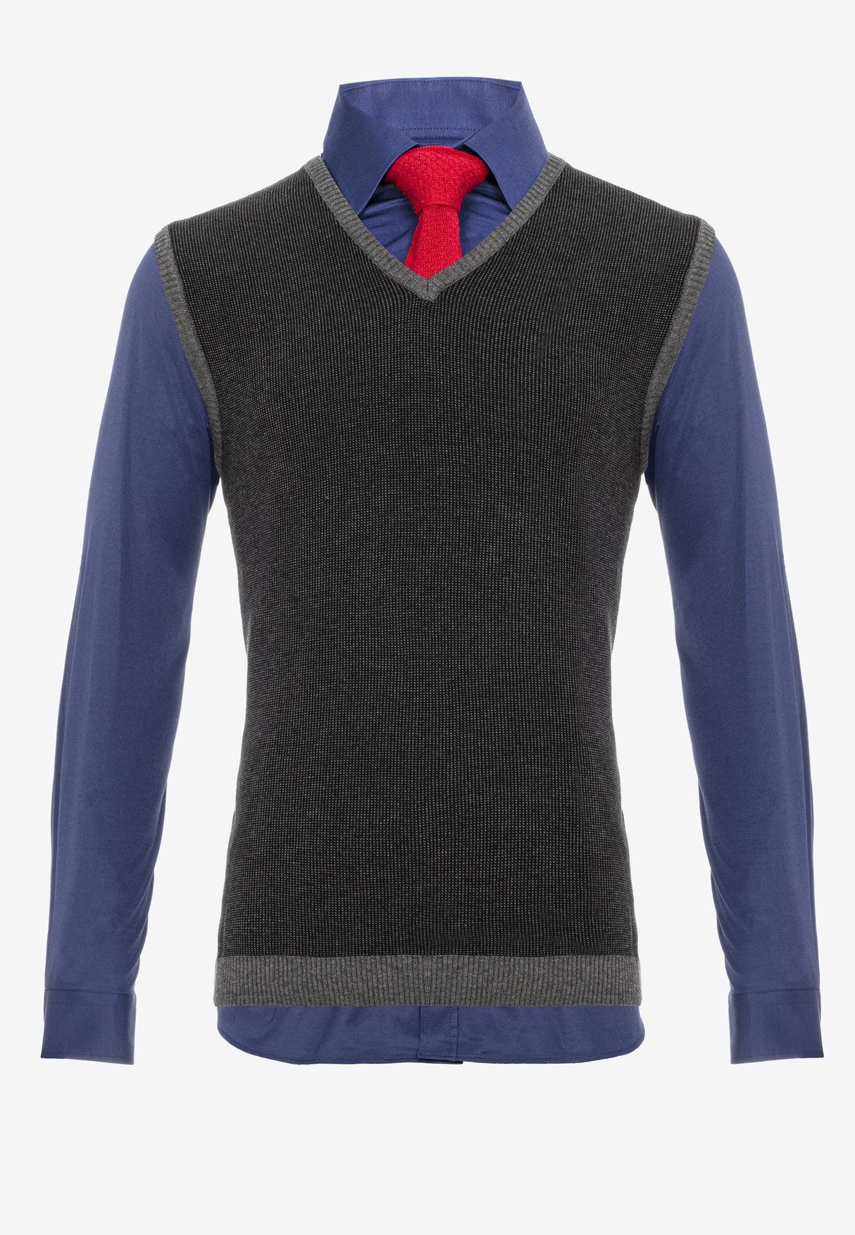 CH172 koszula z długimi rękawami z kamizelką i krawatem