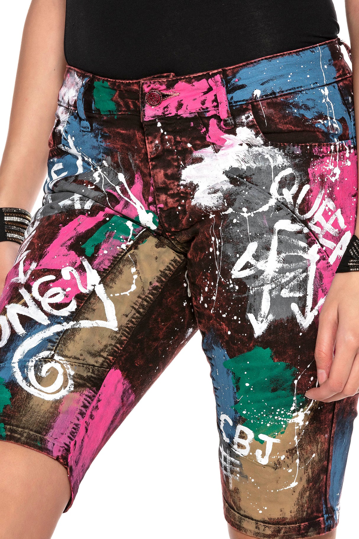 WK159 szorty damskie capri z graffiti