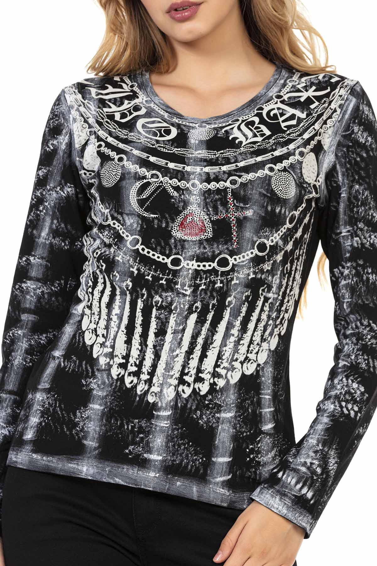 WL302 bluza damska z kamieniami