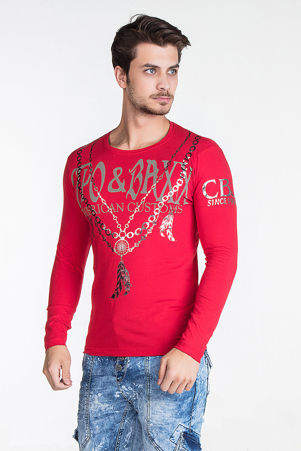 CL135 men's long -sleeved shirt with extravagant print