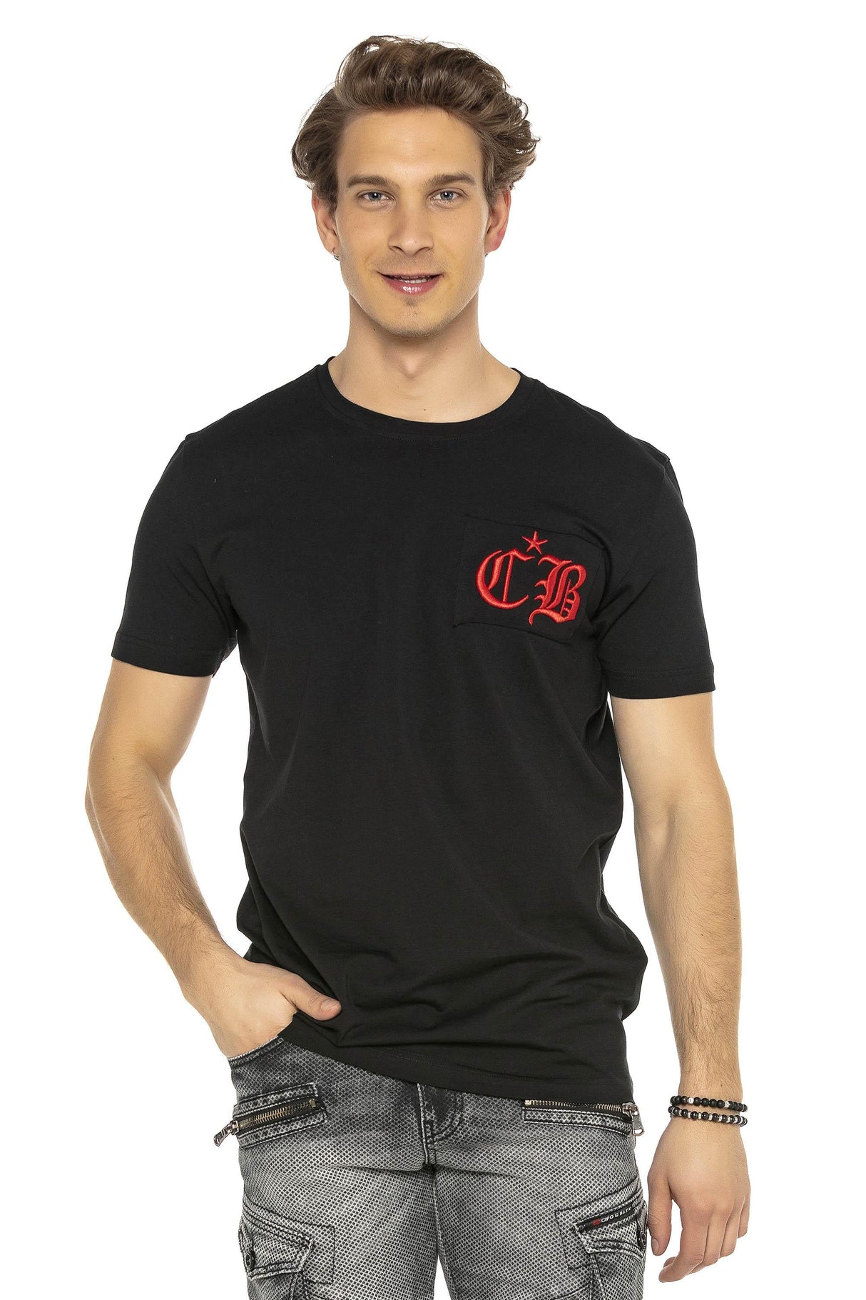 CT573 t-shirt męski z haftem