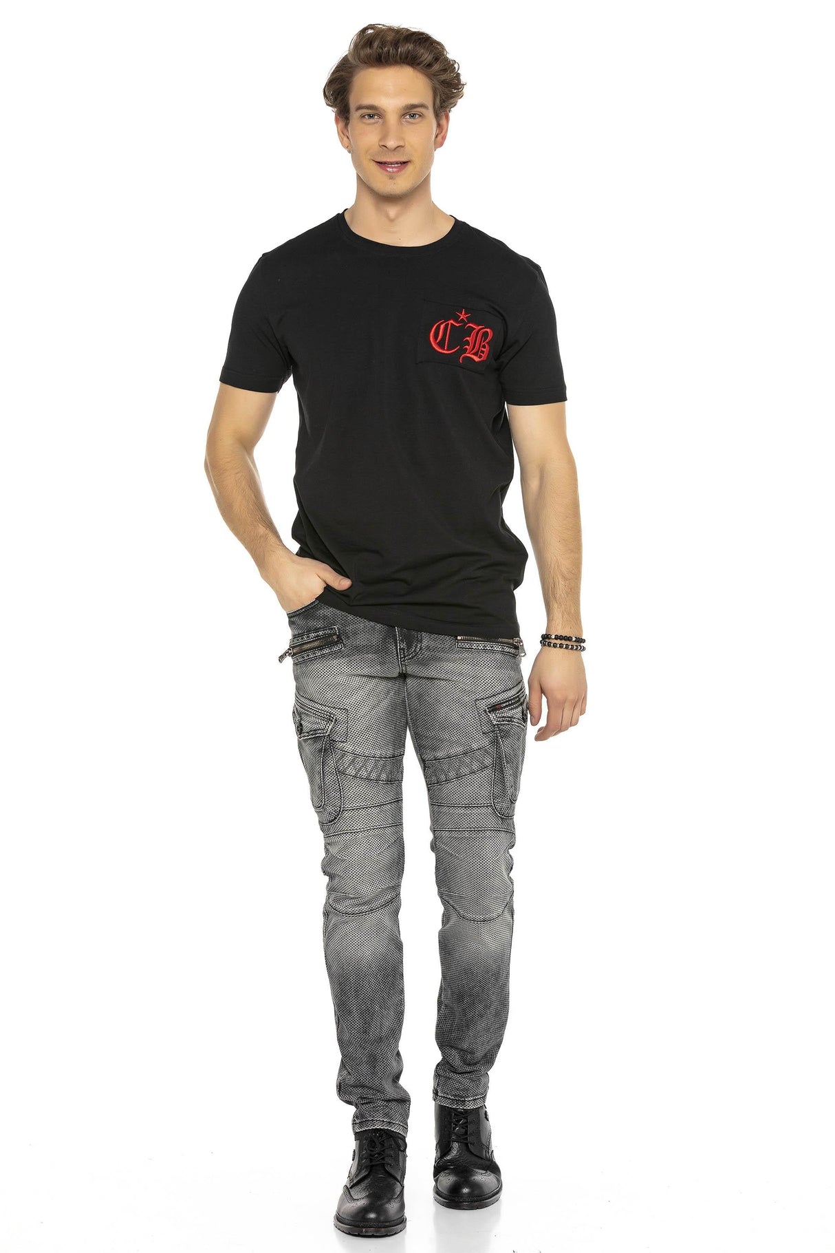 CT573 t-shirt męski z haftem