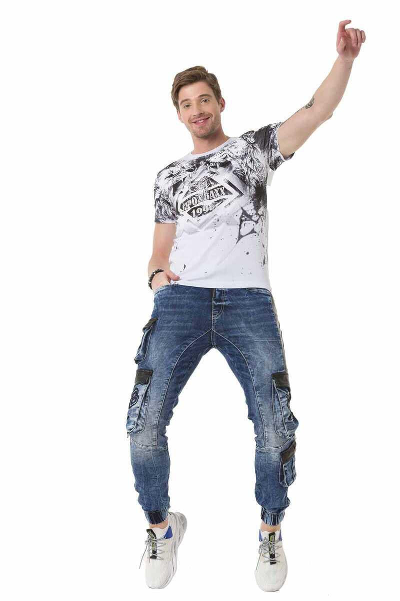 CT701 t-shirt męski z nadrukiem lwa