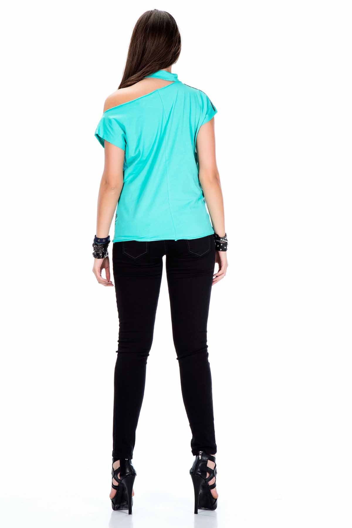 WT201 T-shirt damski z rozcięciem