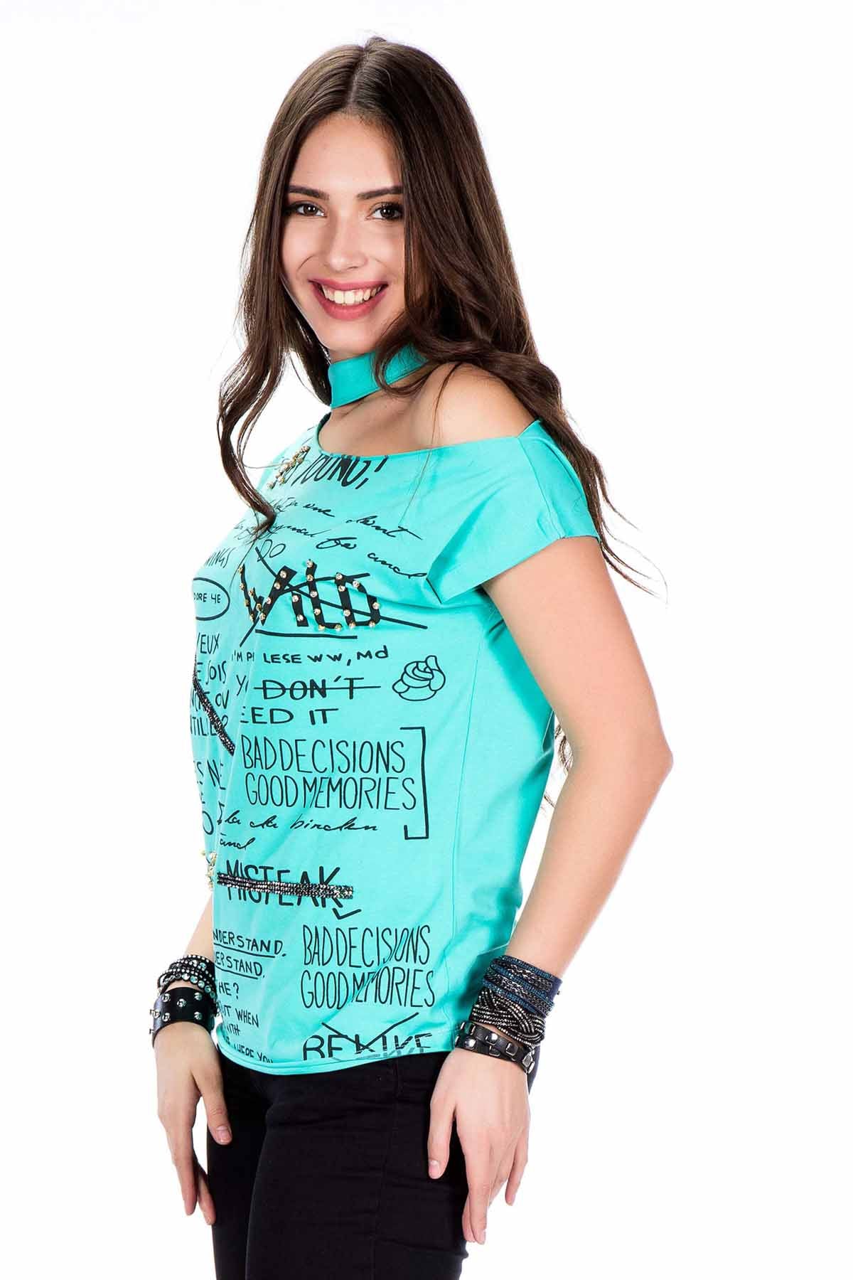 WT201 T-shirt damski z rozcięciem