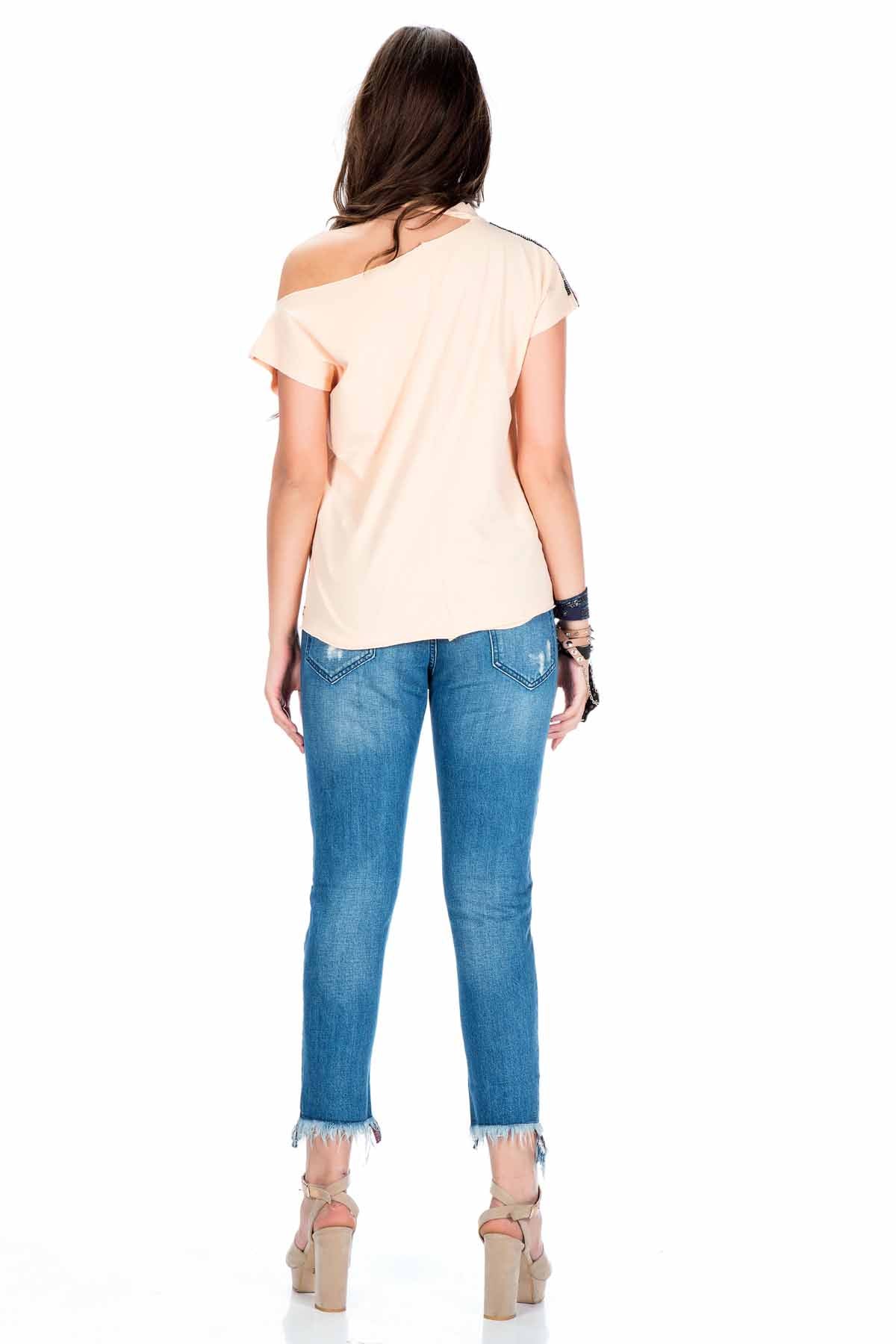 WT201 T-shirt damski z rozcięciem