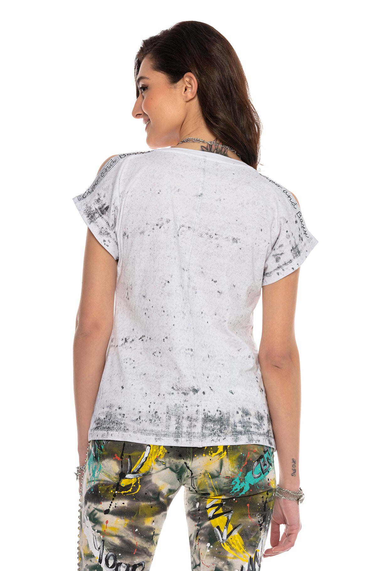 WT310 T-shirt damski z kamieniami