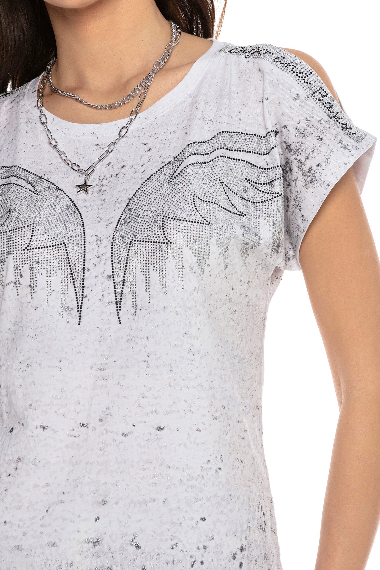 WT310 T-shirt damski z kamieniami