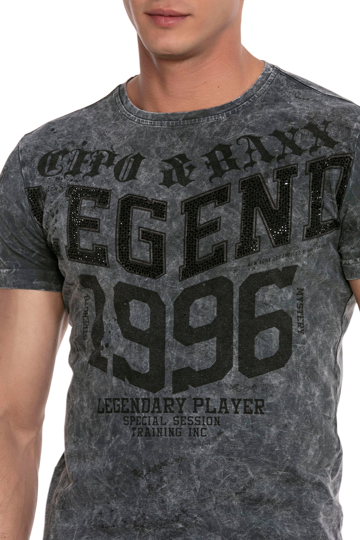 CT640 t-shirt męski z nadrukiem i kamieniami