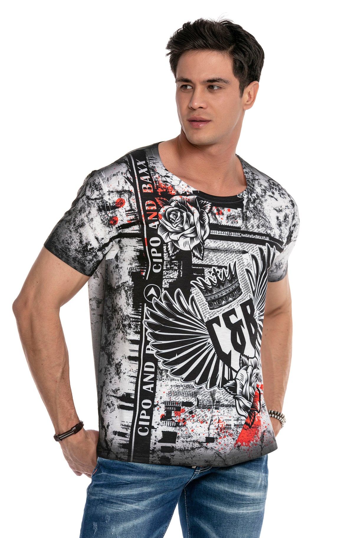 CT628 t-shirt męski z nadrukiem