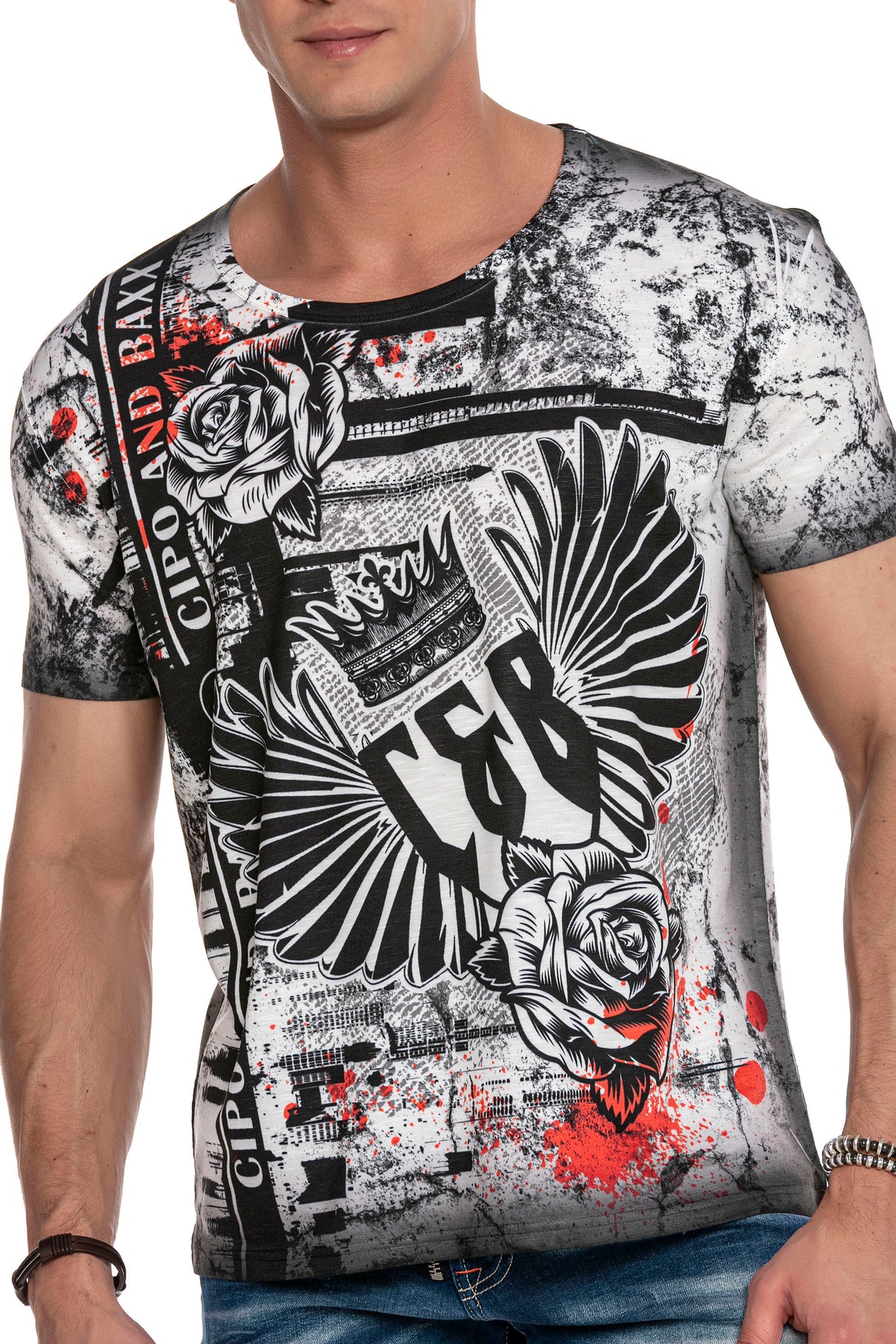 CT628 t-shirt męski z nadrukiem