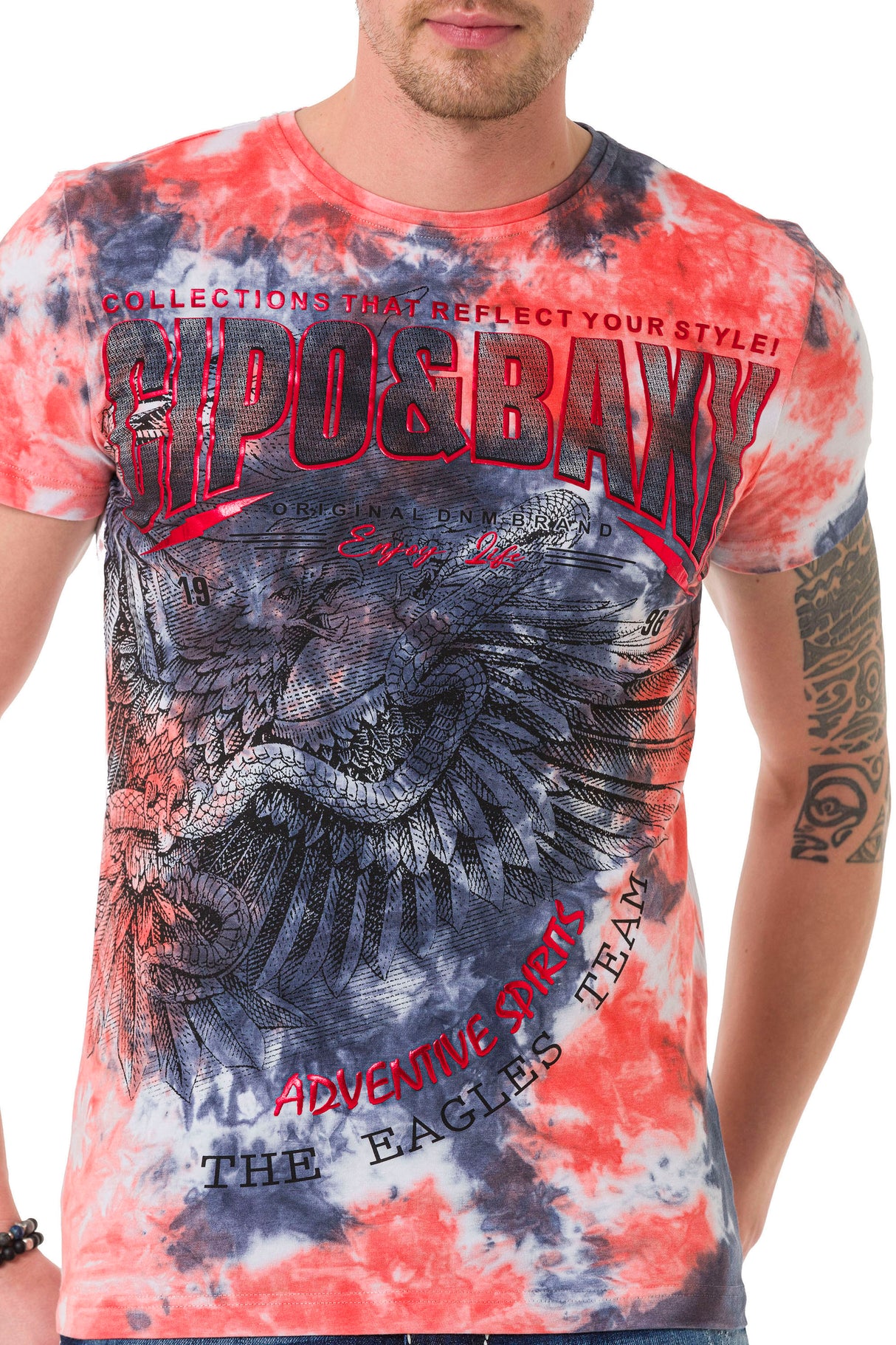 CT682 T-shirt męski batikowy