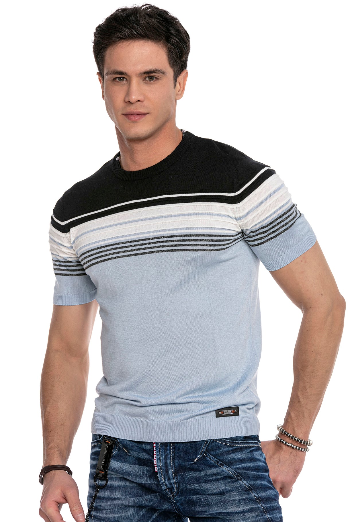 CT653 T-shirt męski dzianinowy