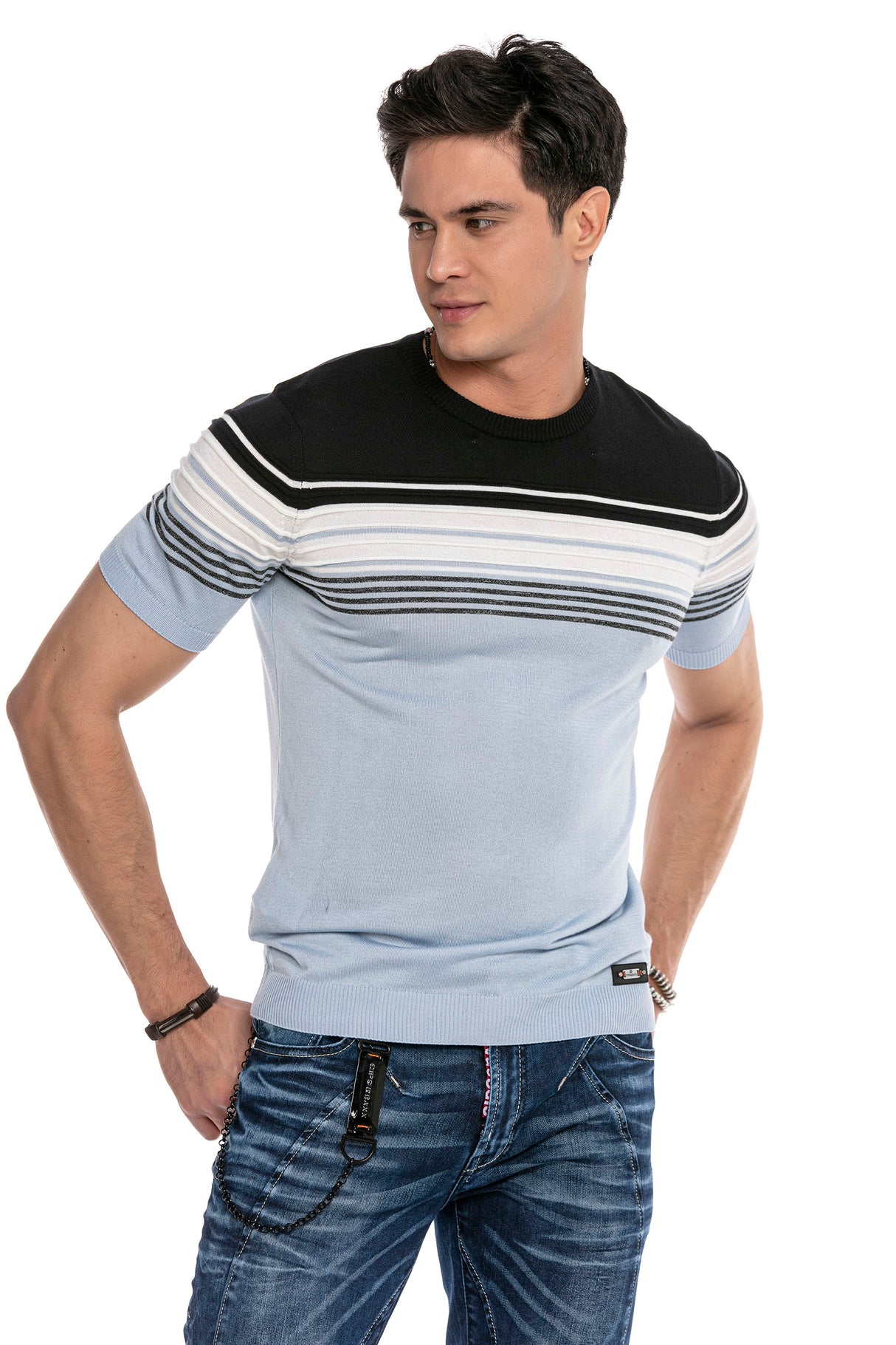 CT653 T-shirt męski dzianinowy