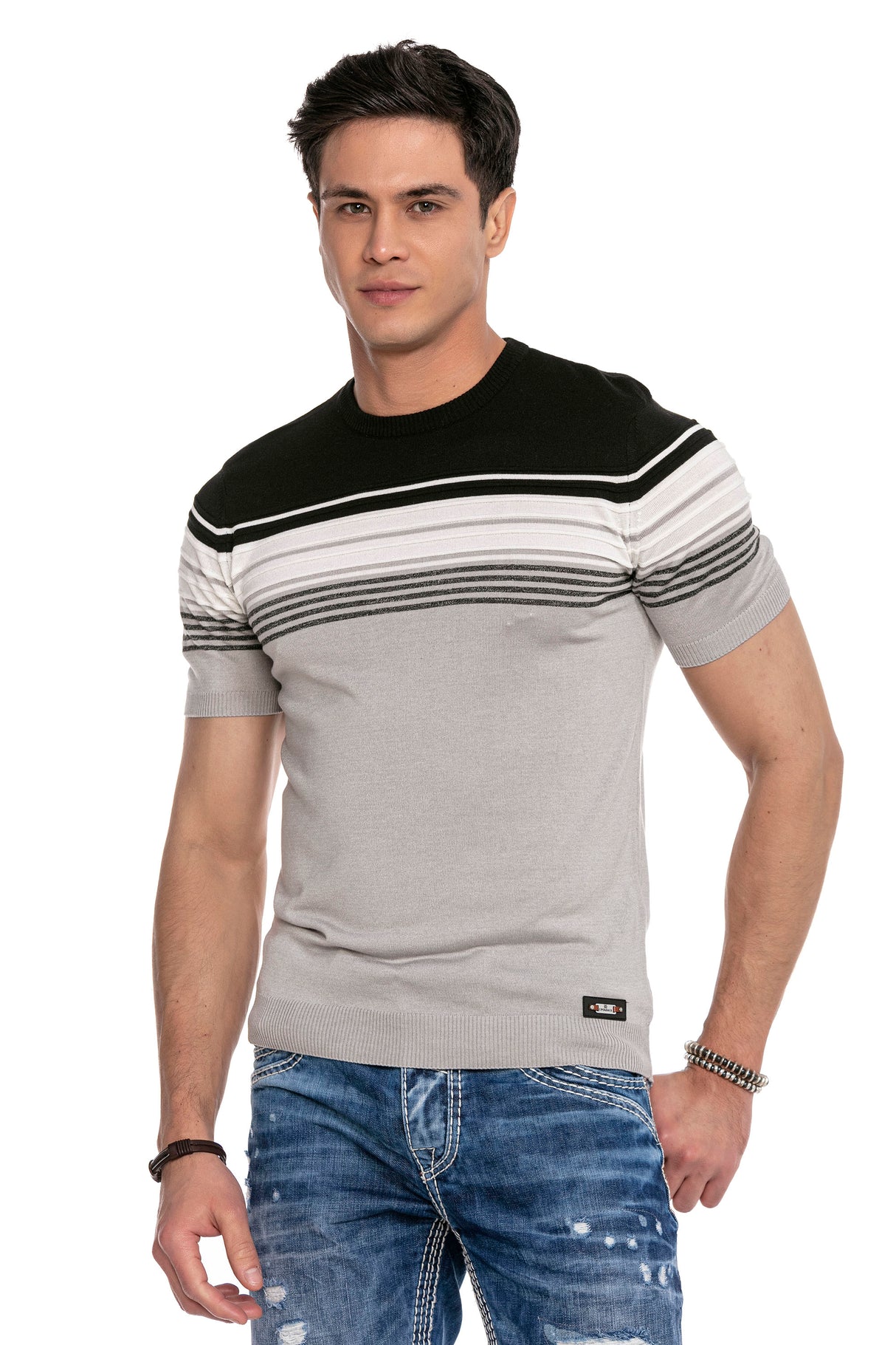 CT653 T-shirt męski dzianinowy