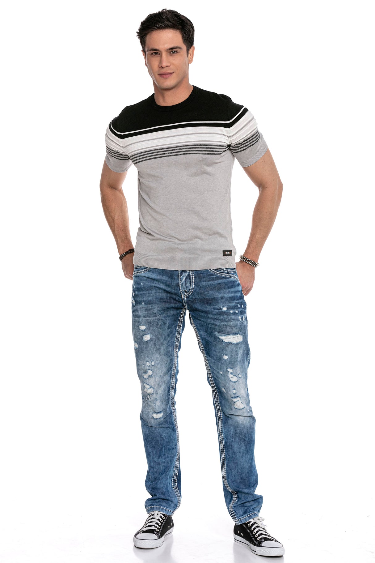 CT653 T-shirt męski dzianinowy