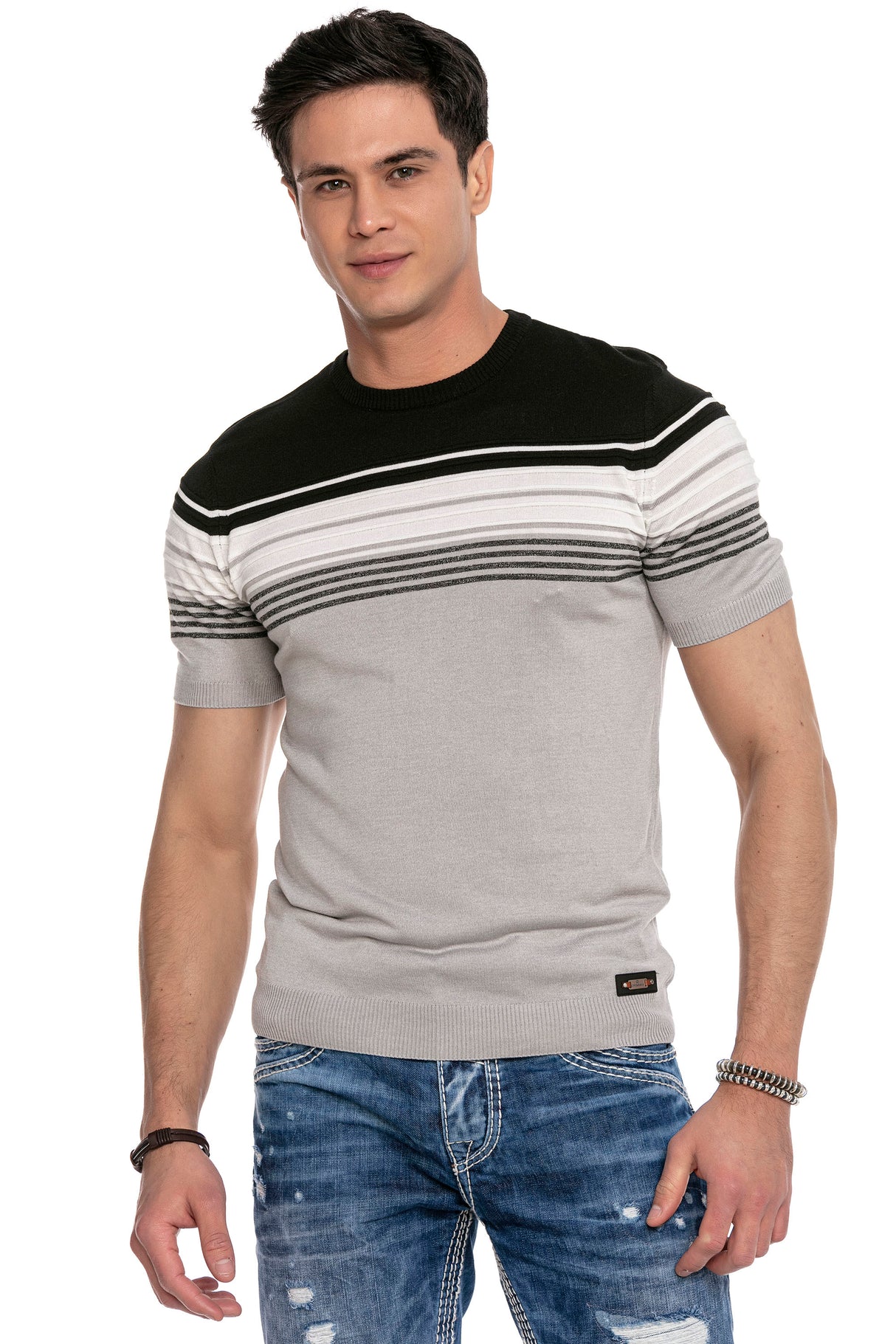 CT653 T-shirt męski dzianinowy