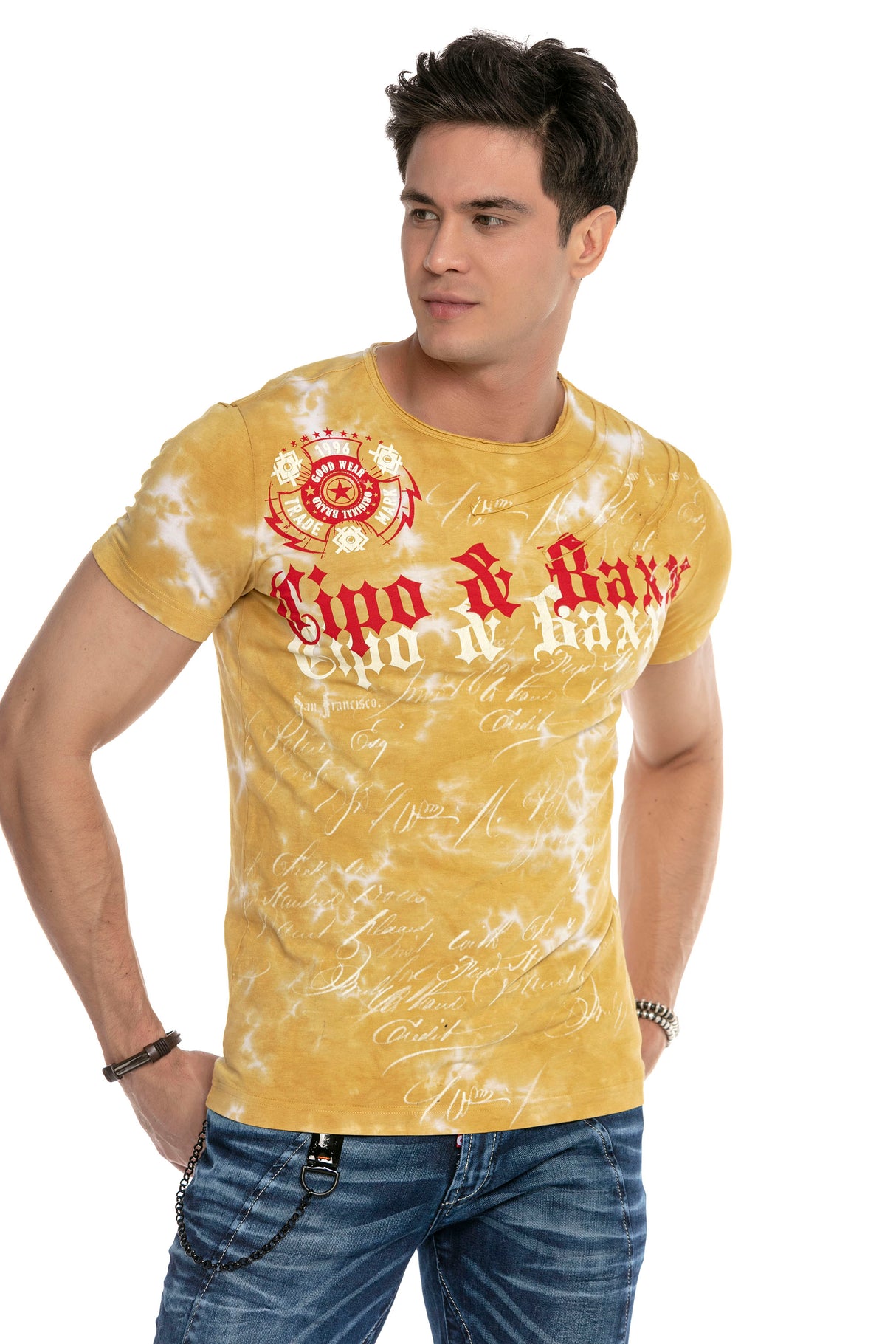 CT613 t-shirt męski w batikowym stylu