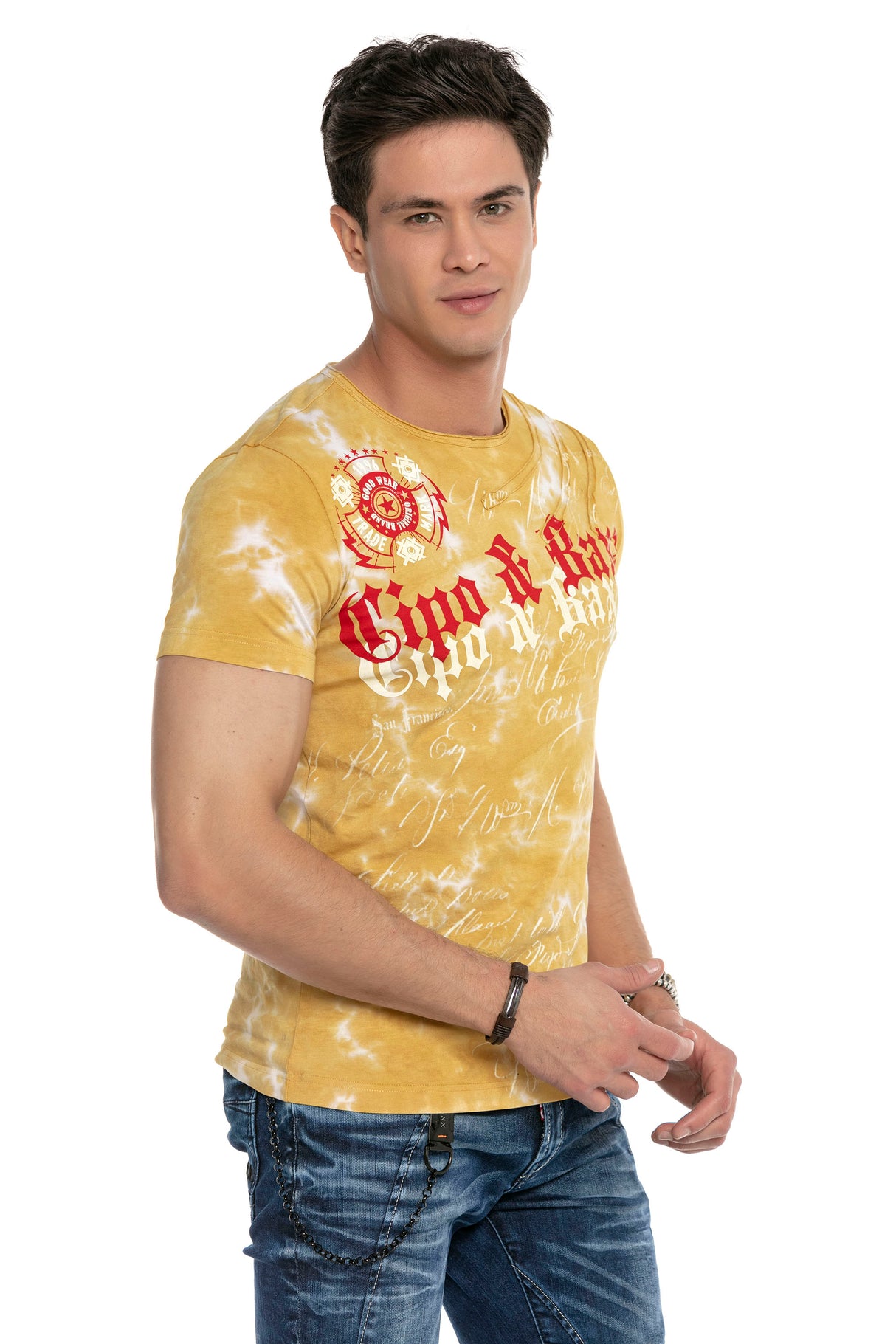 CT613 t-shirt męski w batikowym stylu