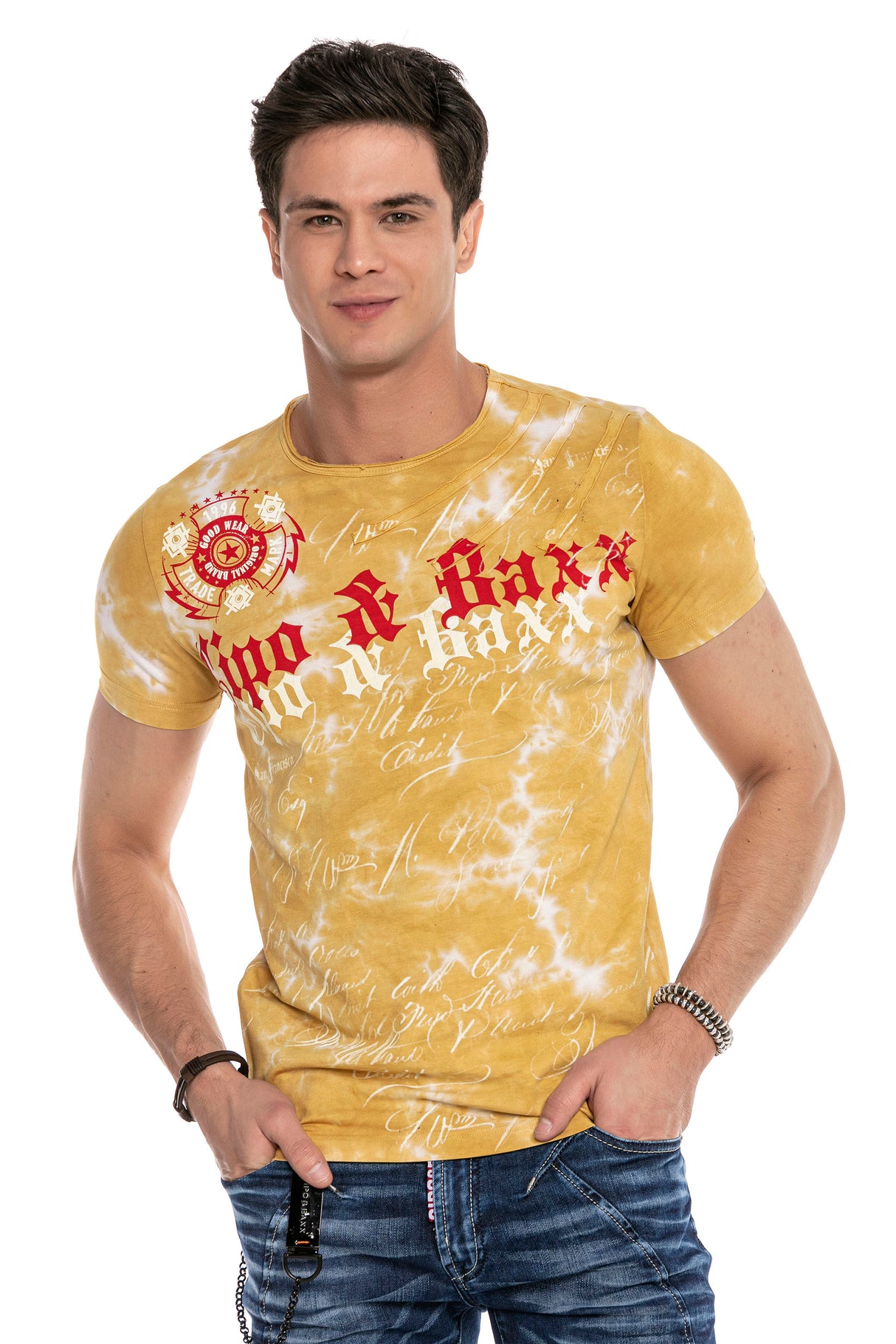 CT613 t-shirt męski w batikowym stylu