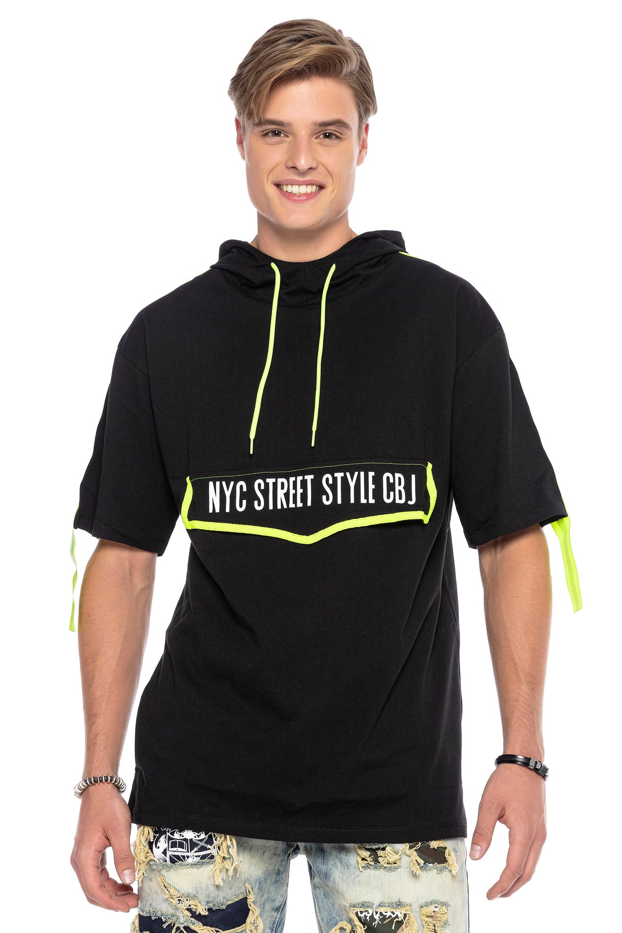 CT590 t-shirt męski oversize z kapturem