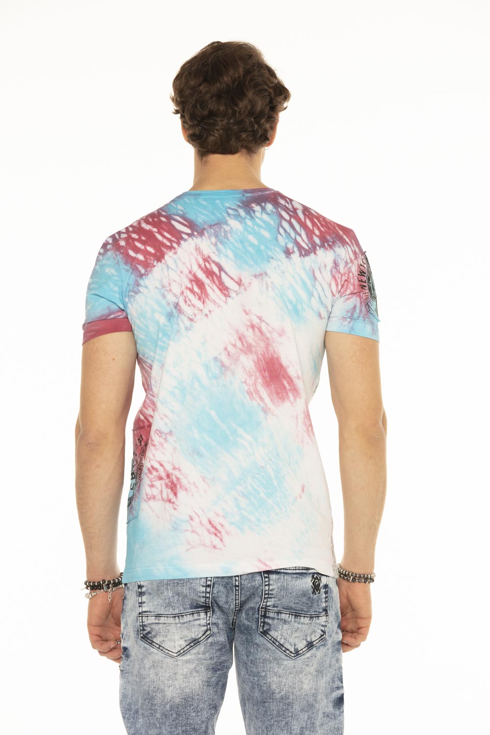 CT584 t-shirt męski w batikowym stylu